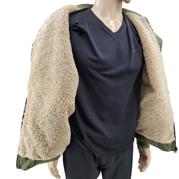 Forever 21 Reversible Olive Green Bomber Jacket Size M - Picture 7 of 13
